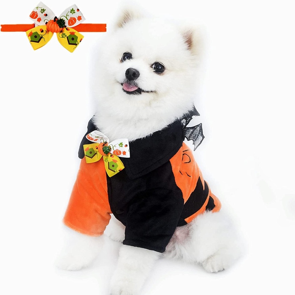 TWOWYHI Halloween Batman/Pumpkin Inspired  Dog Costume NIP